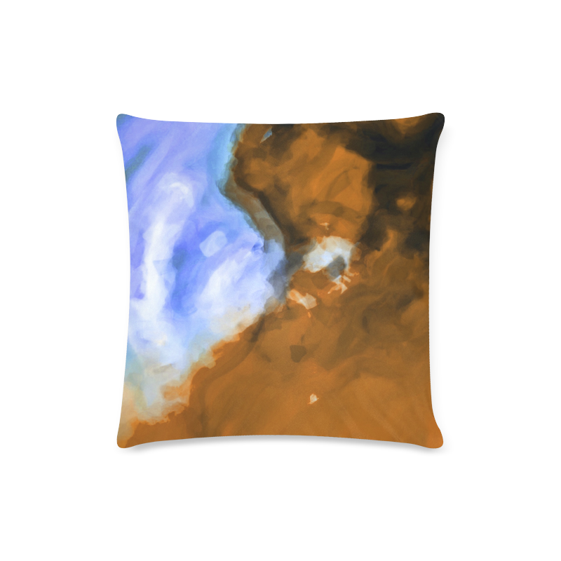 rusty psychedelic splash painting texture abstract background in blue and brown Custom Zippered Pillow Case 16"x16" (one side)