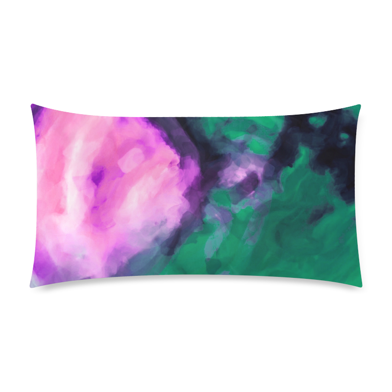 psychedelic splash painting texture abstract background in green and pink Rectangle Pillow Case 20"x36"(Twin Sides)