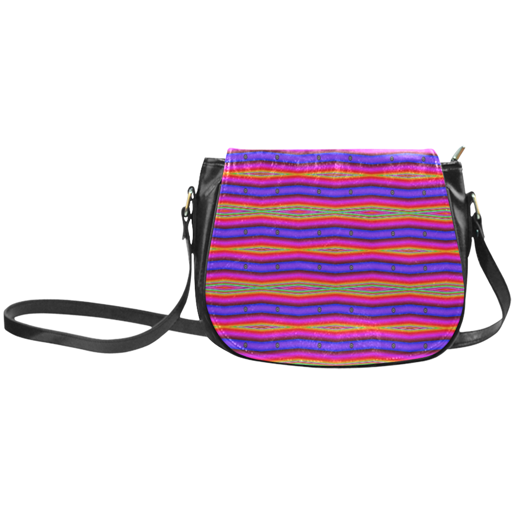 Bright Pink Purple Stripe Abstract Classic Saddle Bag/Small (Model 1648)
