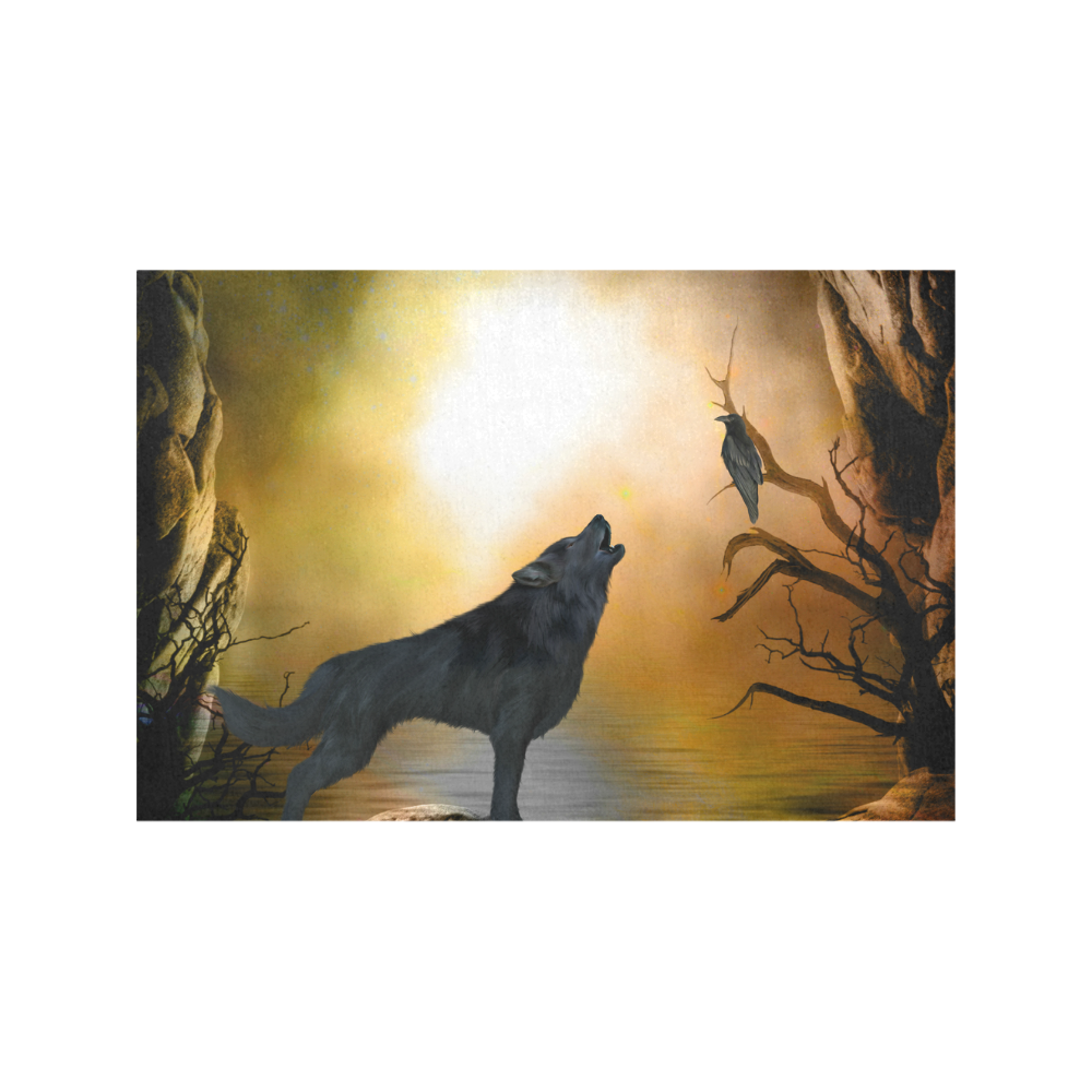 Lonely wolf in the night Placemat 12’’ x 18’’ (Set of 6)