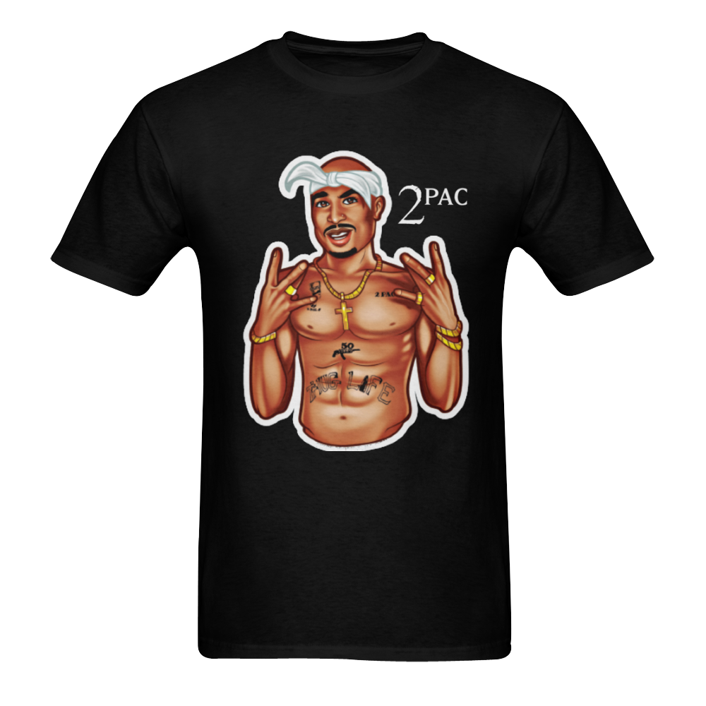 2 Pac Character Men's T-Shirt in USA Size (Two Sides Printing)