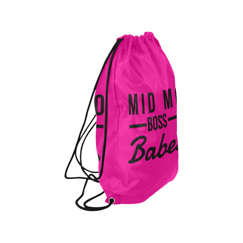 MMBB Black on pink Small Drawstring Bag Model 1604 (Twin Sides) 11"(W) * 17.7"(H)