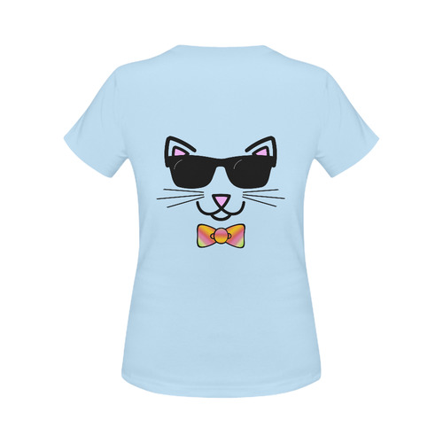Cool Cat Wearing Bow Tie and Sunglasses Women's Classic T-Shirt (Model T17）