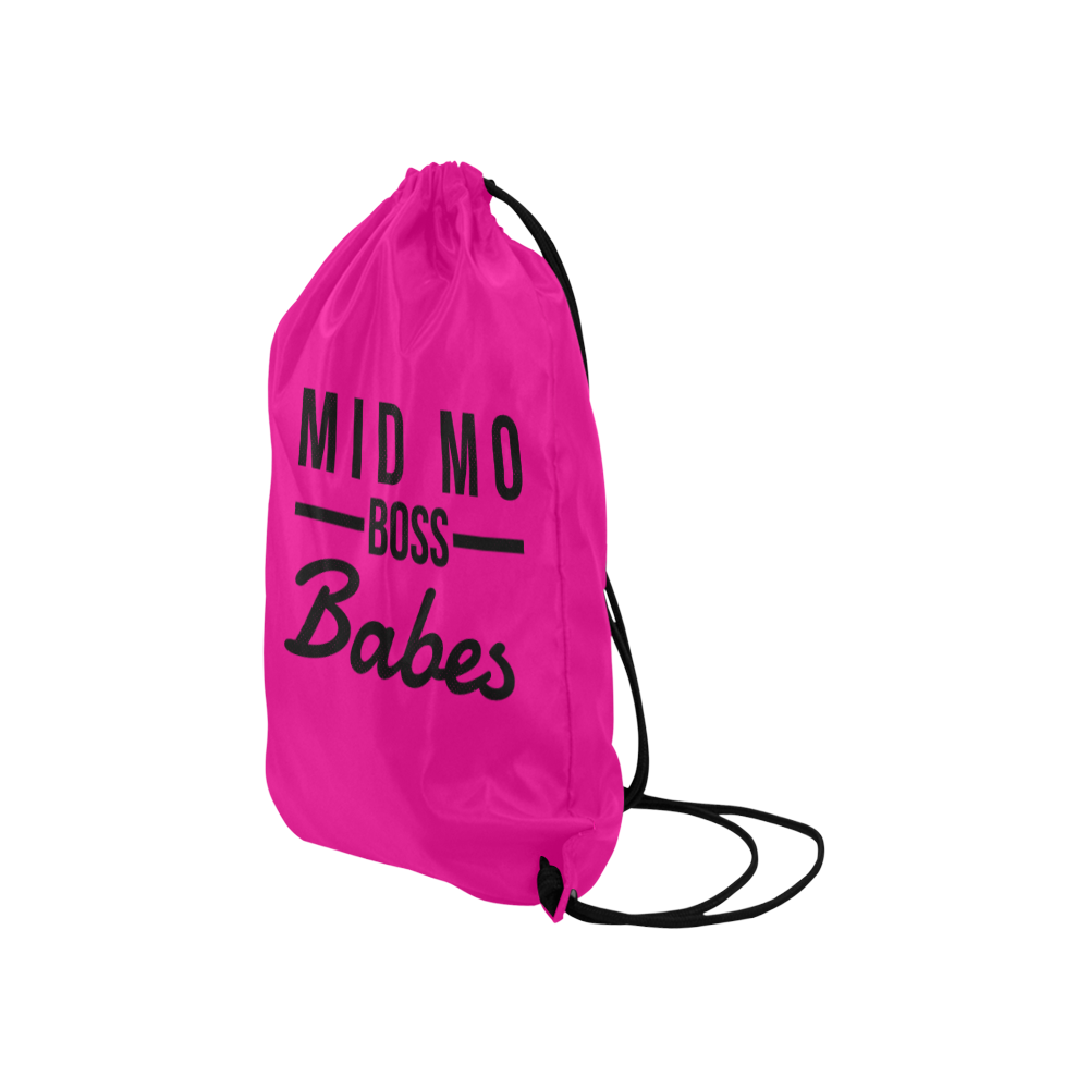 MMBB Black on pink Small Drawstring Bag Model 1604 (Twin Sides) 11"(W) * 17.7"(H)