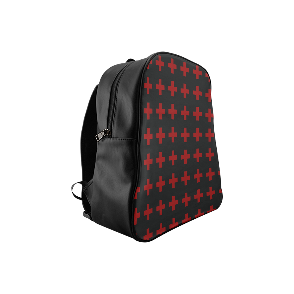 Punk Rock Style Red Crosses Pattern Design School Backpack (Model 1601)(Small)
