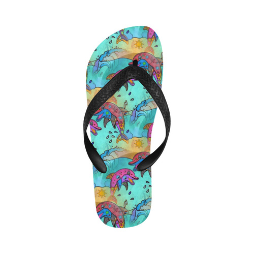 Dolphin Popart by Nico Bielow Flip Flops for Men/Women (Model 040)