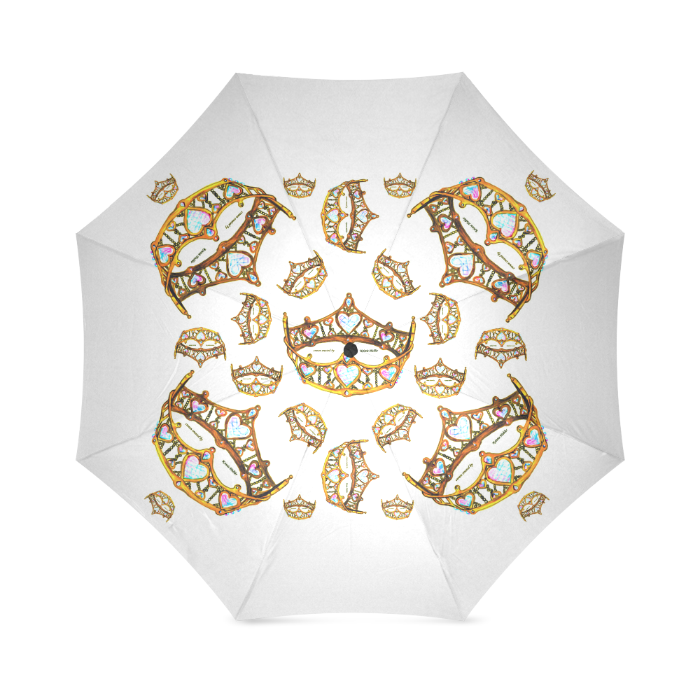 Gold Queen Of Hearts Crowns Tiaras by Kristie Hubler umbrella white background Foldable Umbrella (Model U01)