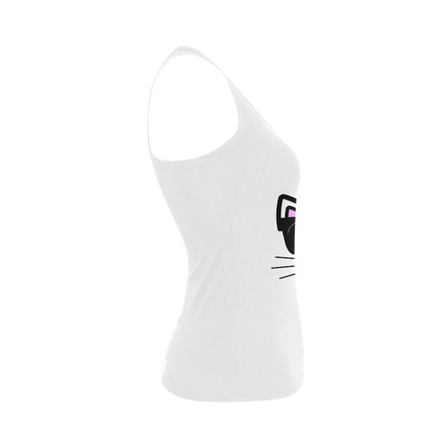 Cool Cat Wearing Bow Tie and Sunglasses Women's Shoulder-Free Tank Top (Model T35)