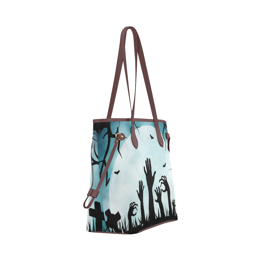 Scary Spooky Halloween Graveyard Hands Clover Canvas Tote Bag (Model 1661)