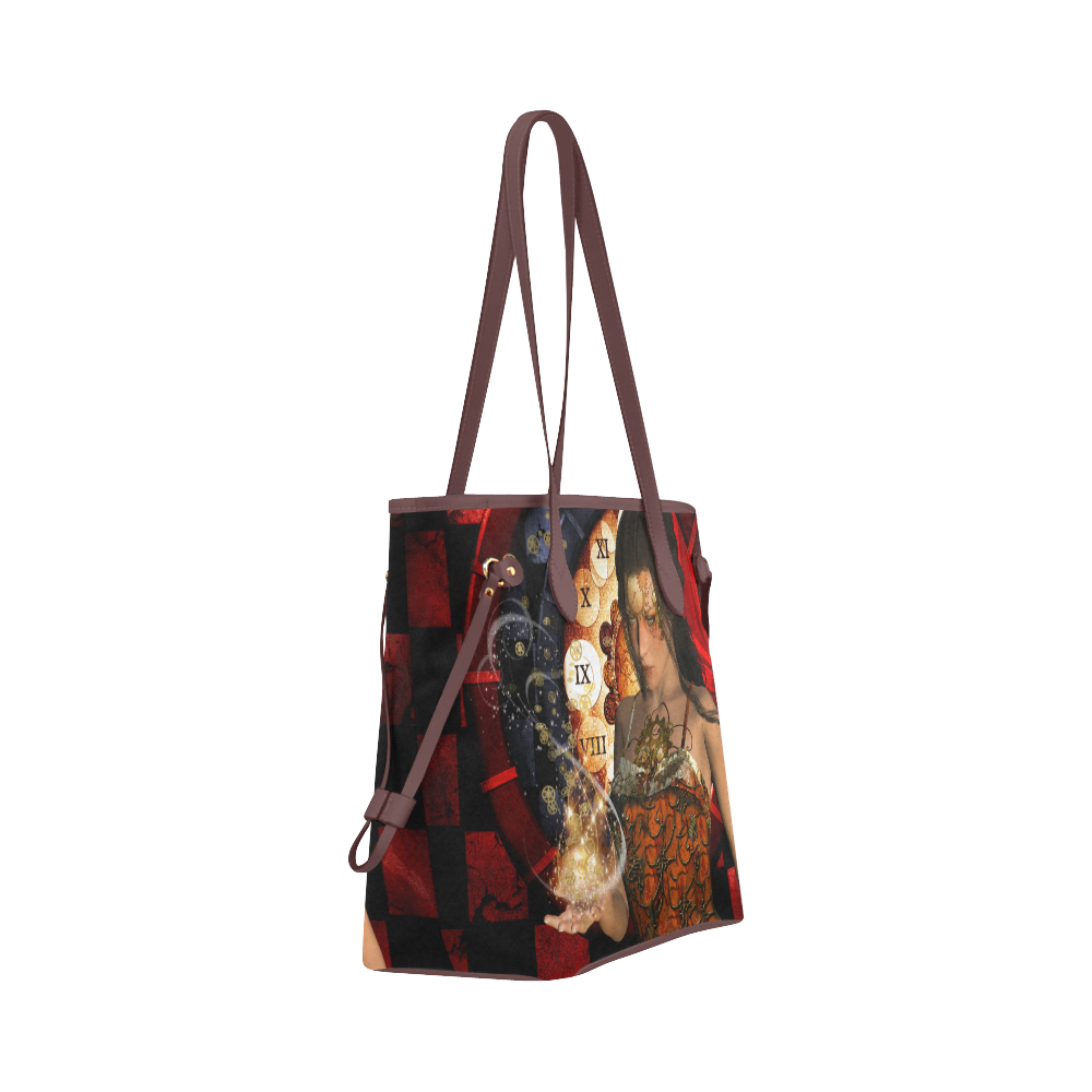 Beautiful steampunk lady Clover Canvas Tote Bag (Model 1661)
