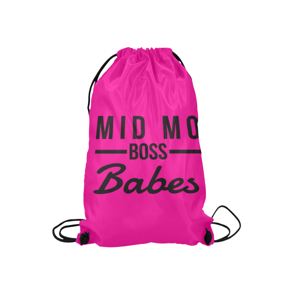 MMBB Black on pink Small Drawstring Bag Model 1604 (Twin Sides) 11"(W) * 17.7"(H)