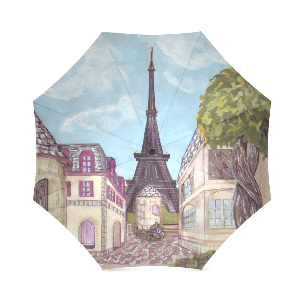 Paris Eiffel Tower Inspired Imrepssionist Landscape Painting CityScape by Kristie Hubler - umbrella Foldable Umbrella (Model U01)
