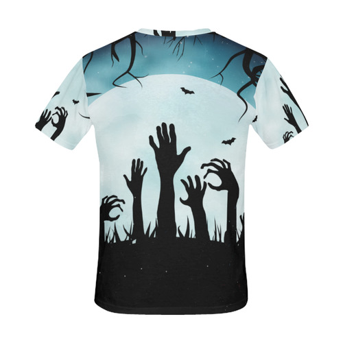 Scary Spooky Halloween Graveyard Hands All Over Print T-Shirt for Men (USA Size) (Model T40)