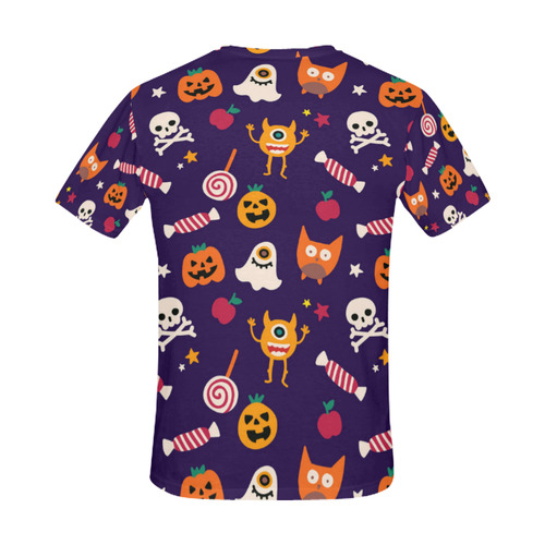 Cute Halloween Pattern Ghosts Pumpkins Candy Skull All Over Print T-Shirt for Men (USA Size) (Model T40)