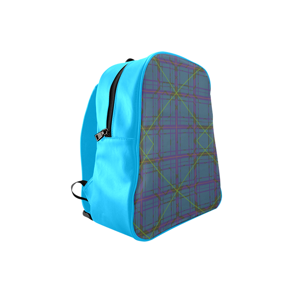 Neon plaid 80's style design School Backpack (Model 1601)(Small)