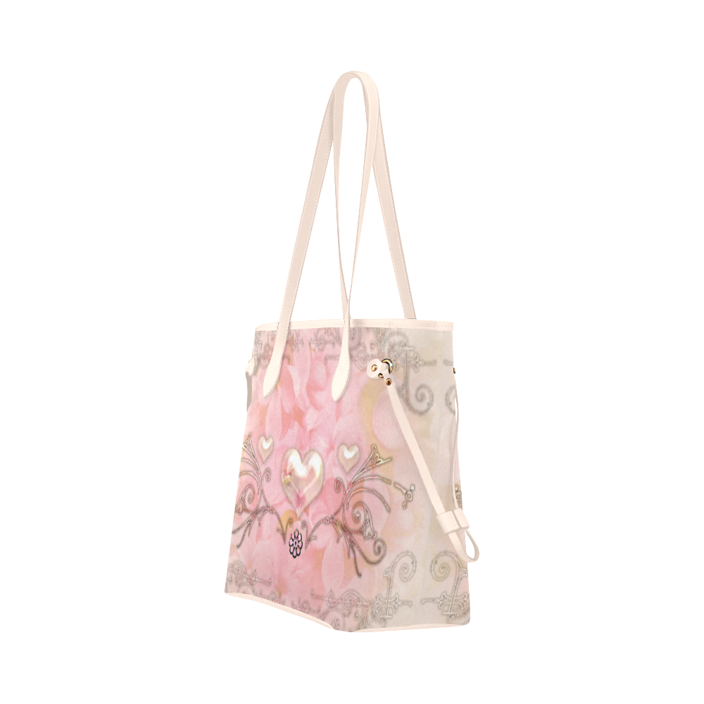 Hearts, soft colors Clover Canvas Tote Bag (Model 1661)