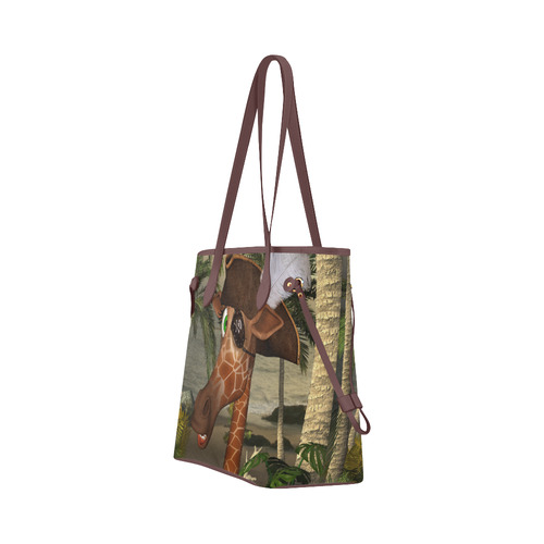 Funny giraffe as a pirate Clover Canvas Tote Bag (Model 1661)