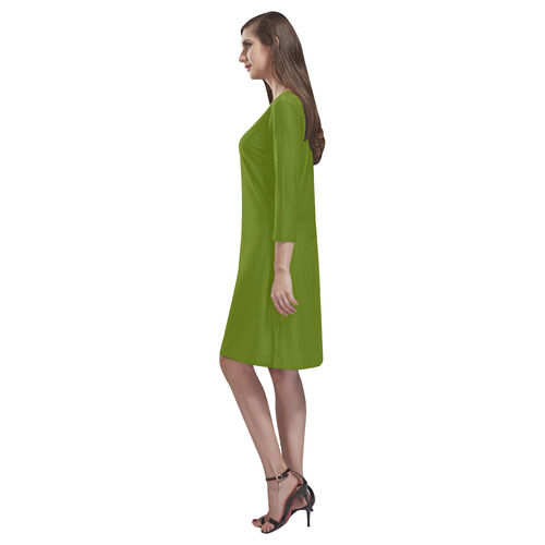 Designer Color Solid Olive Green Rhea Loose Round Neck Dress(Model D22 ...