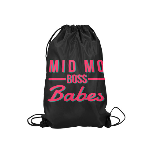 MMBB Pink Teal on black Small Drawstring Bag Model 1604 (Twin Sides) 11"(W) * 17.7"(H)