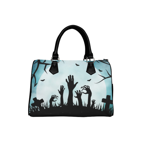 Scary Spooky Halloween Graveyard Hands Boston Handbag (Model 1621)