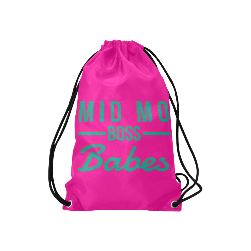 MMBB Teal on Pink Small Drawstring Bag Model 1604 (Twin Sides) 11"(W) * 17.7"(H)