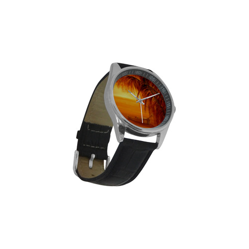 Desert Island Men's Casual Leather Strap Watch(Model 211)