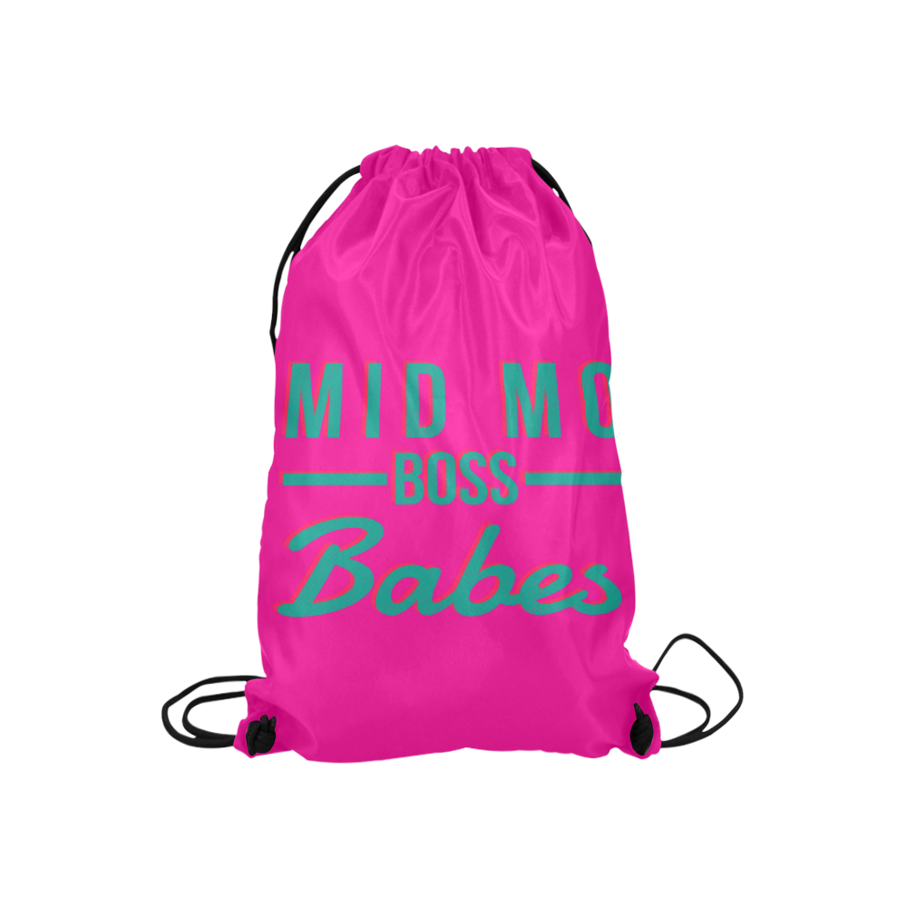 MMBB Teal on Pink Small Drawstring Bag Model 1604 (Twin Sides) 11"(W) * 17.7"(H)