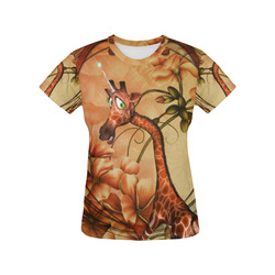 Cute unicorn giraffe All Over Print T-Shirt for Women (USA Size) (Model T40)