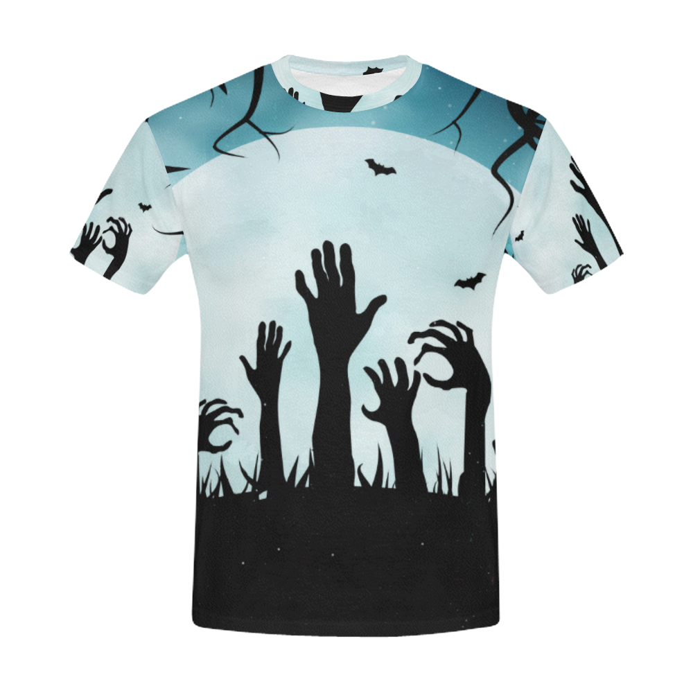 Scary Spooky Halloween Graveyard Hands All Over Print T-Shirt for Men (USA Size) (Model T40)