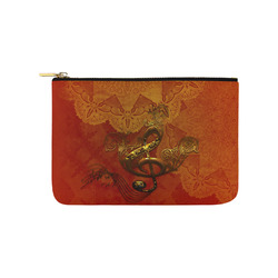 Music, clef in golden metal Carry-All Pouch 9.5''x6''
