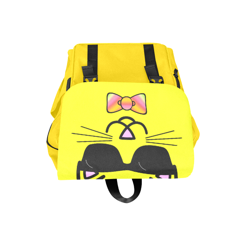 Cool Cat Wearing Bow Tie and Sunglasses Casual Shoulders Backpack (Model 1623)