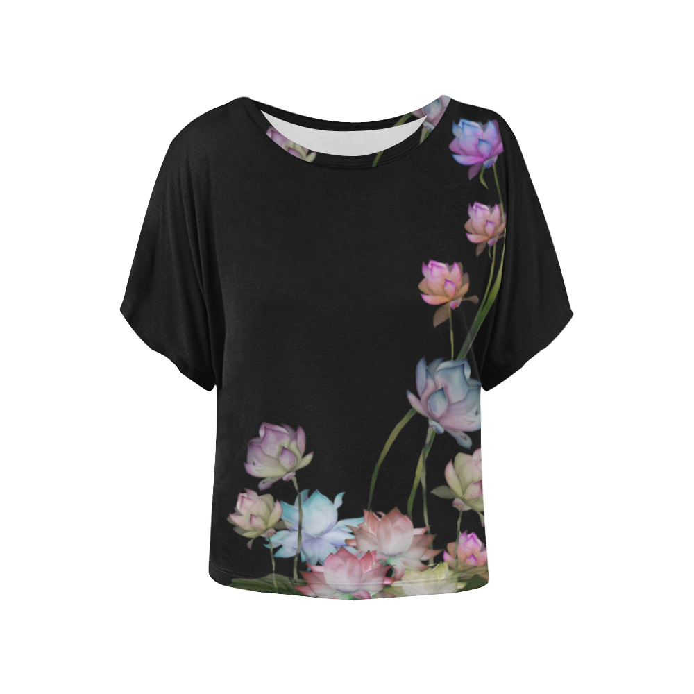 Lotus2 Women's Batwing-Sleeved Blouse T shirt (Model T44)