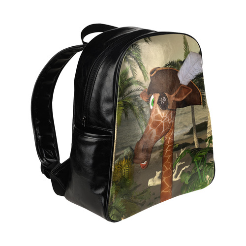 Funny giraffe as a pirate Multi-Pockets Backpack (Model 1636)
