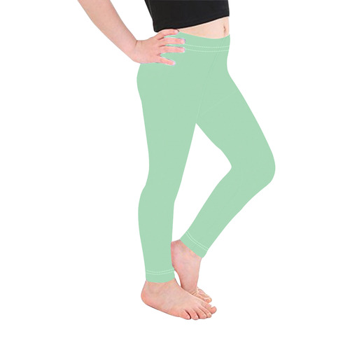 Designer Color Solid Magic Mint Green Kid's Ankle Length Leggings (Model L06)