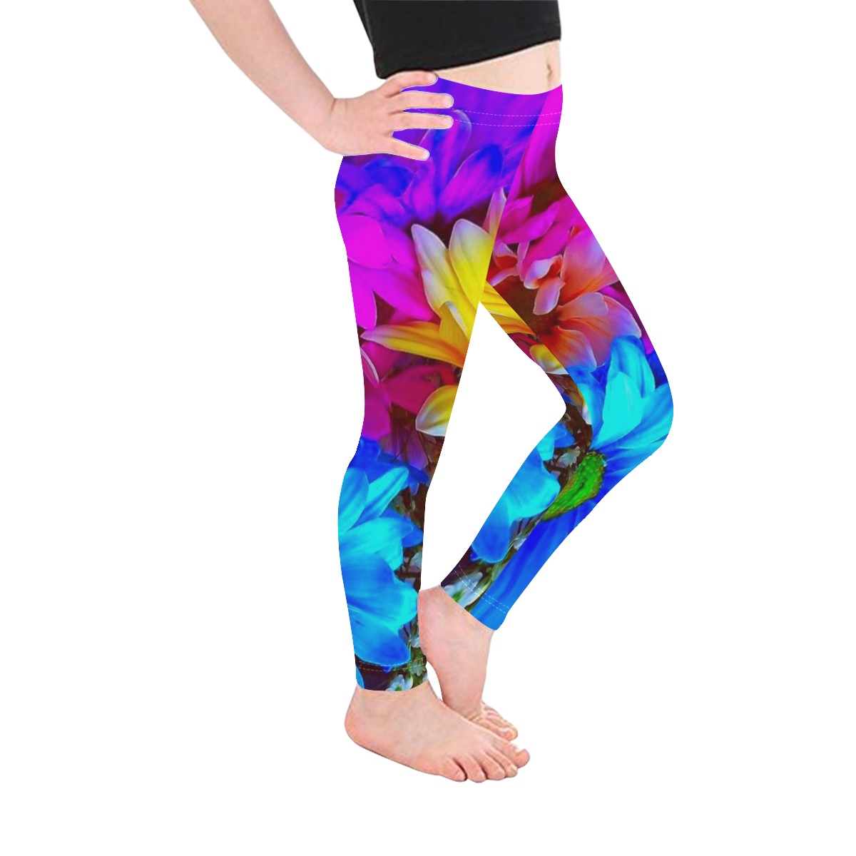 Amazing Floral 27 B by FeelGood Kid's Ankle Length Leggings (Model L06)