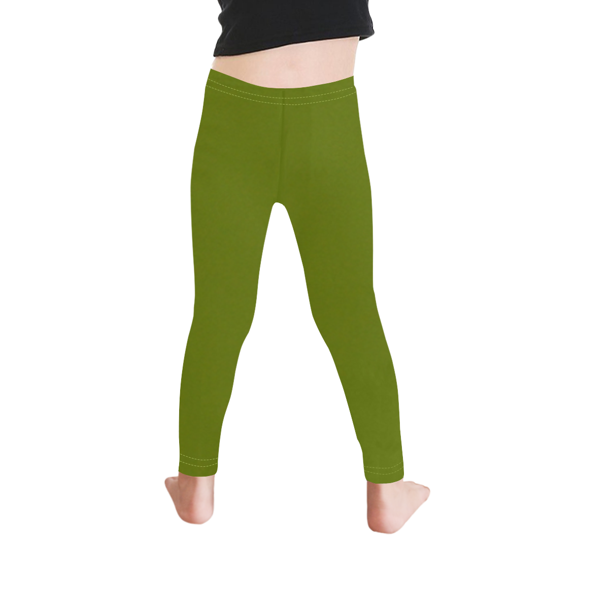 Designer Color Solid Olive Green Kid's Ankle Length Leggings (Model L06)