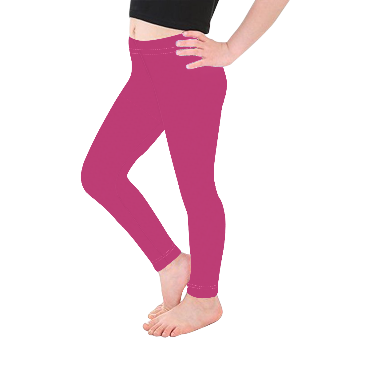 Designer Color Solid Pink Yarrow Kid's Ankle Length Leggings (Model L06)