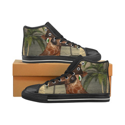 Funny giraffe as a pirate High Top Canvas Women's Shoes/Large Size (Model 017)