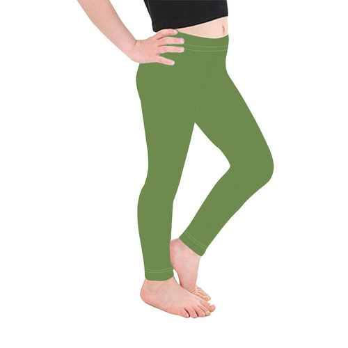 Designer Color Solid Hippie Green Kid's Ankle Length Leggings (Model L06)