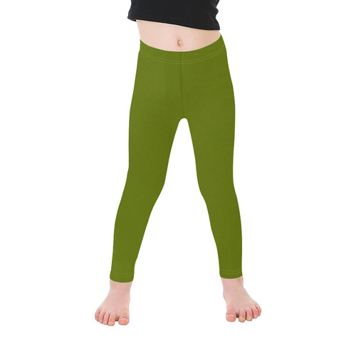 Designer Color Solid Olive Green Kid's Ankle Length Leggings (Model L06)
