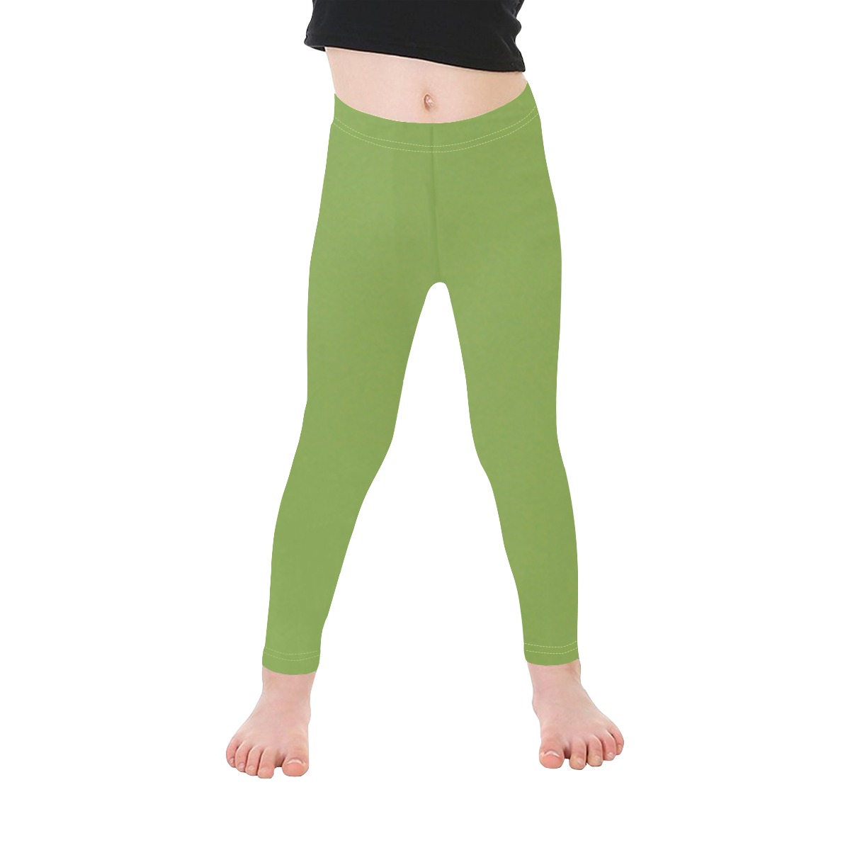 Designer Color Solid Greenery Kid's Ankle Length Leggings (Model L06)