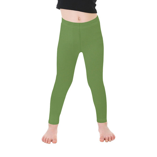 Designer Color Solid Hippie Green Kid's Ankle Length Leggings (Model L06)