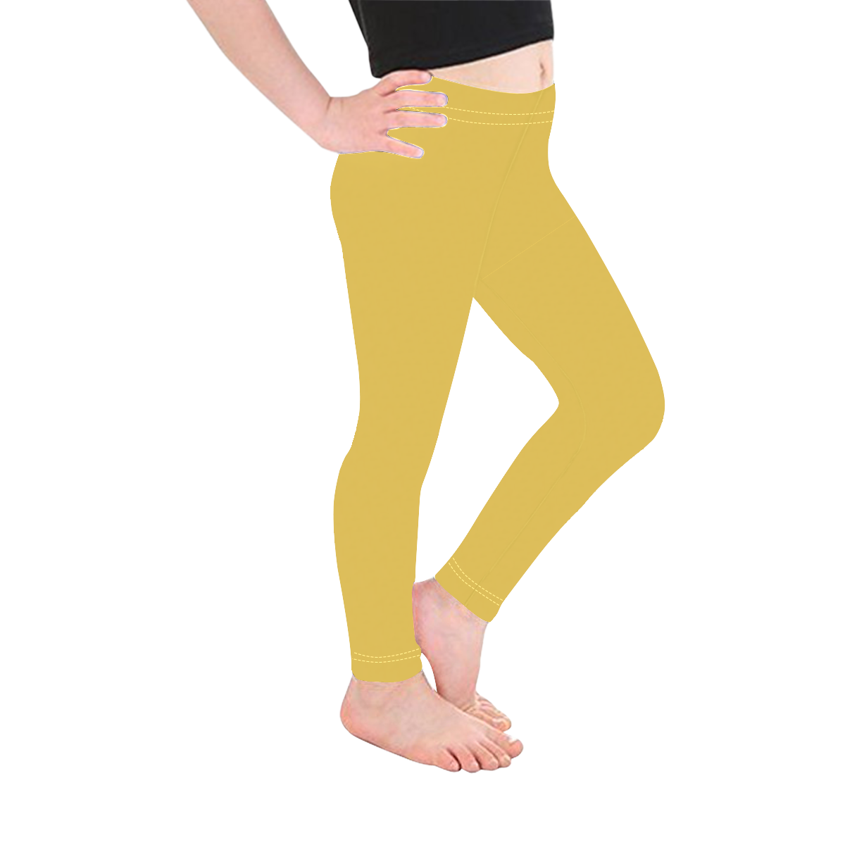 Designer Color Solid Primrose Yellow Kid's Ankle Length Leggings (Model L06)