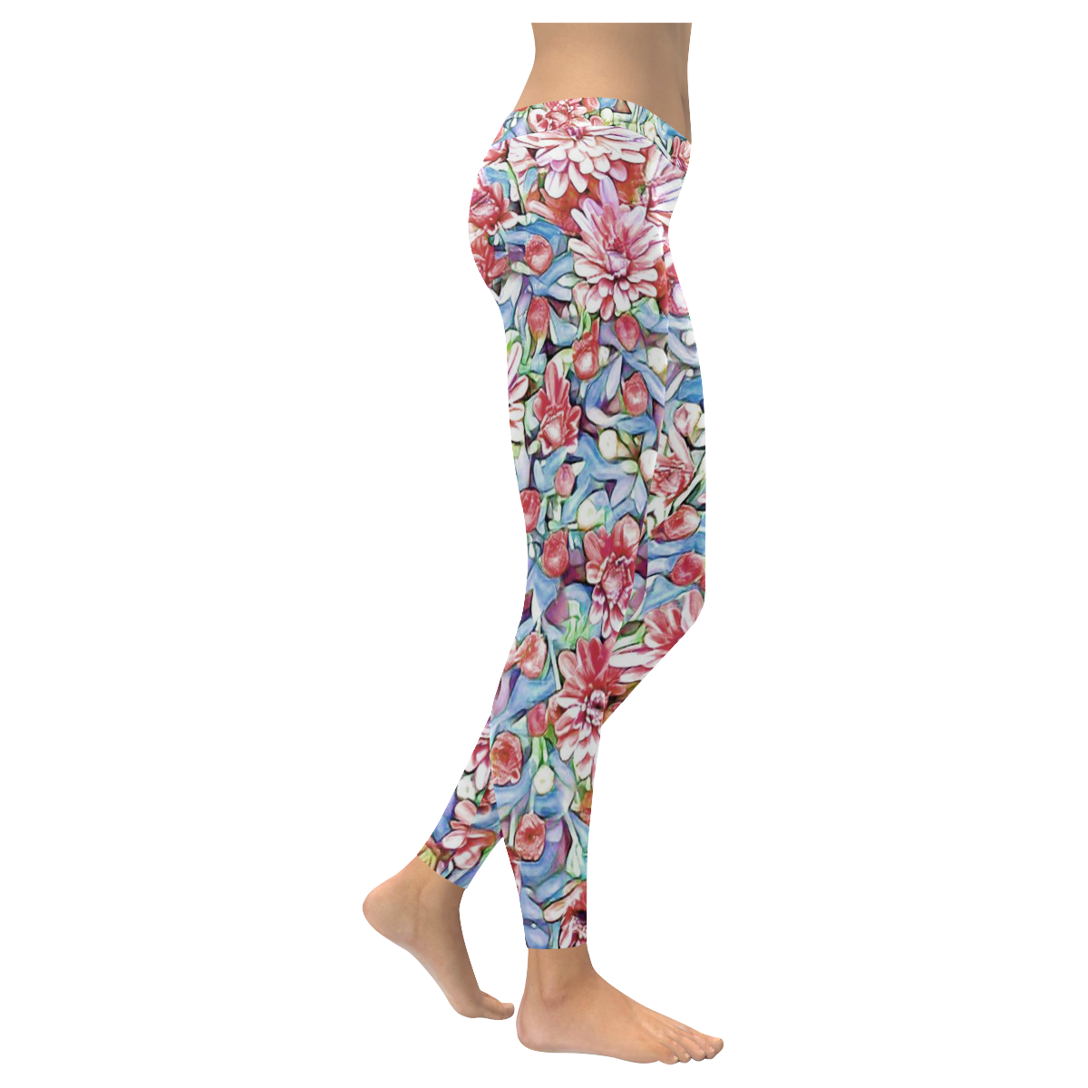lovely floral 31F by FeelGood Women's Low Rise Leggings (Invisible Stitch) (Model L05)