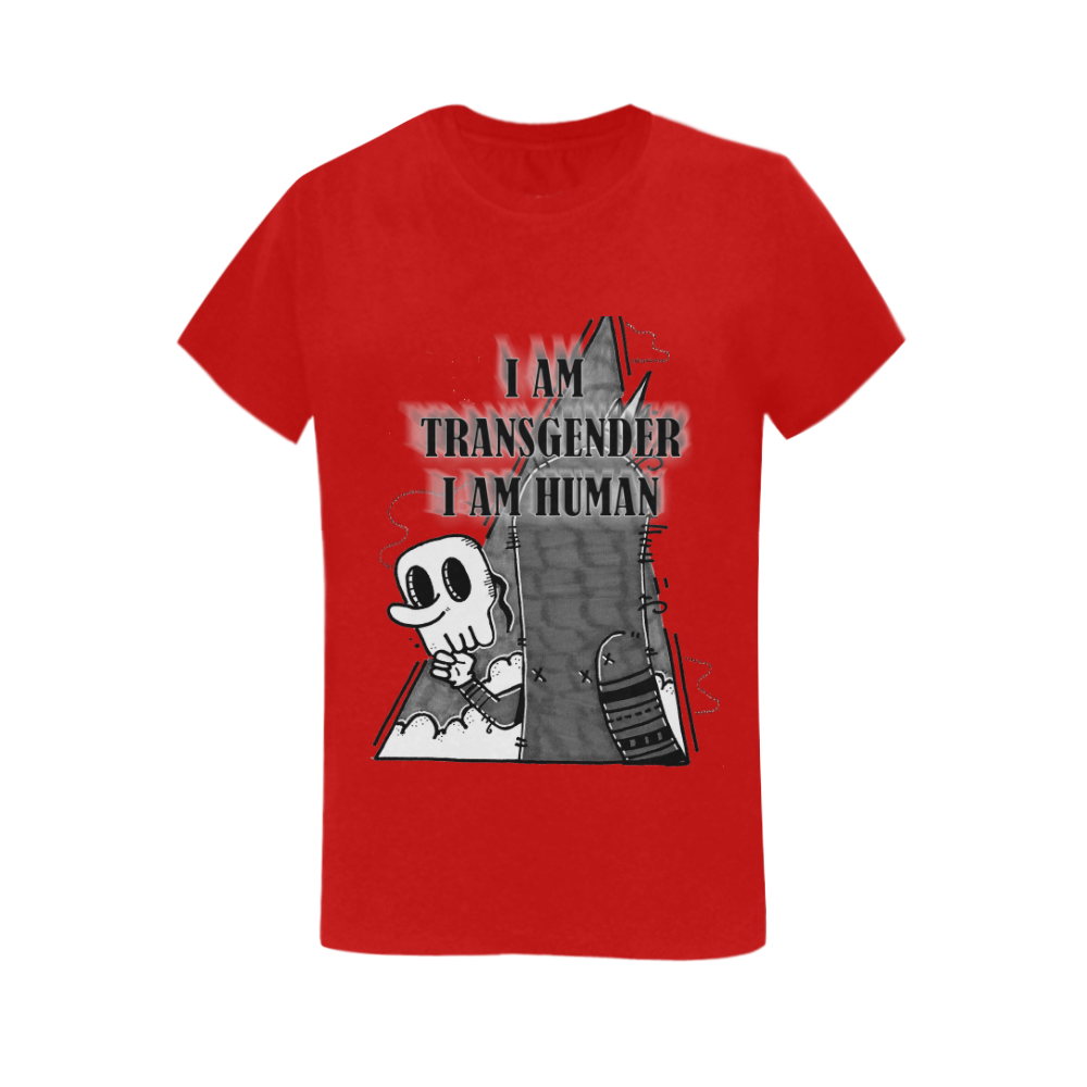 I am human  red Women's T-Shirt in USA Size (Two Sides Printing)