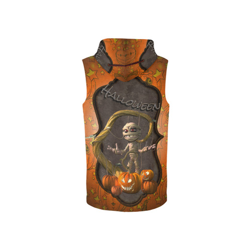Halloween, funny mummy All Over Print Sleeveless Zip Up Hoodie for Women (Model H16)