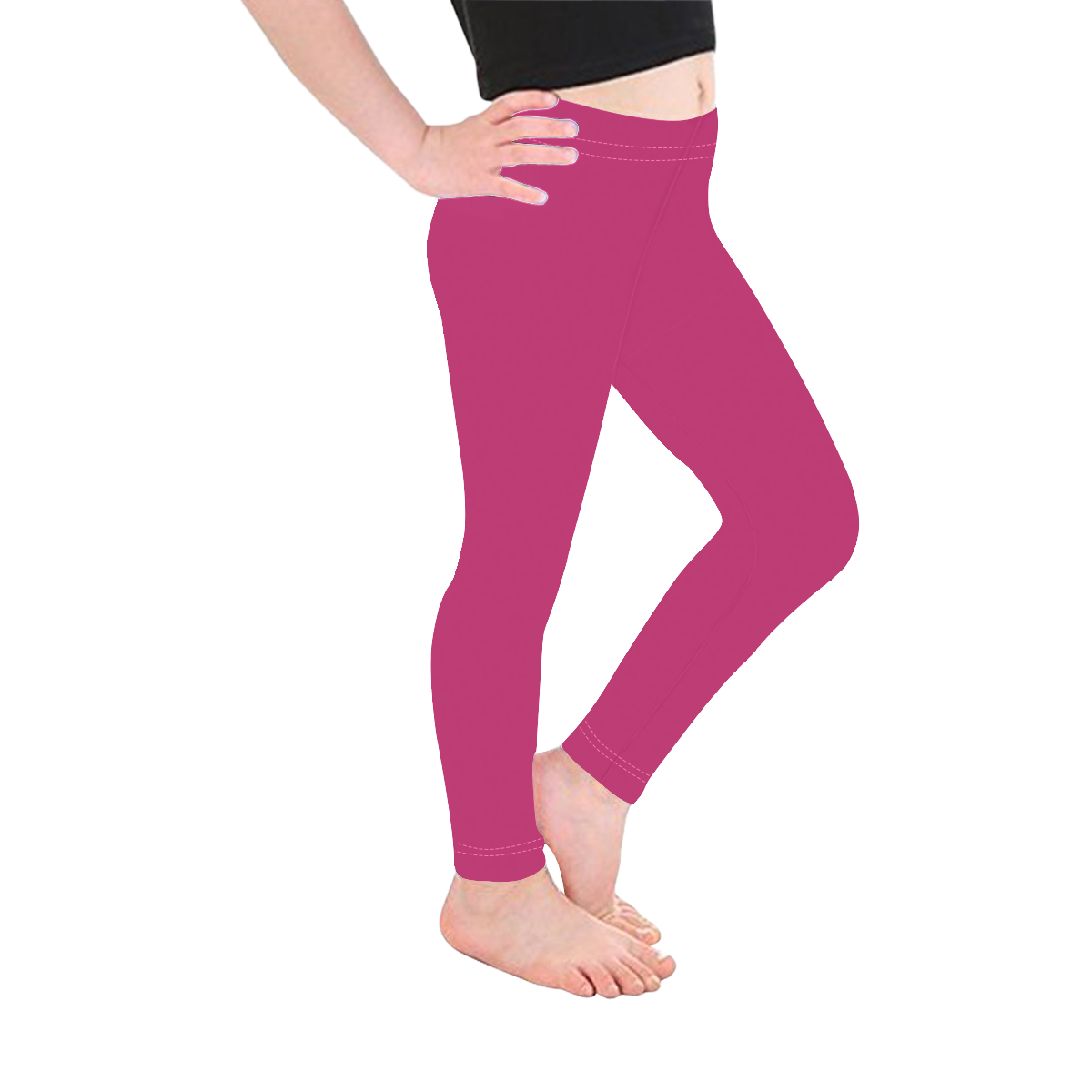 Designer Color Solid Pink Yarrow Kid's Ankle Length Leggings (Model L06)