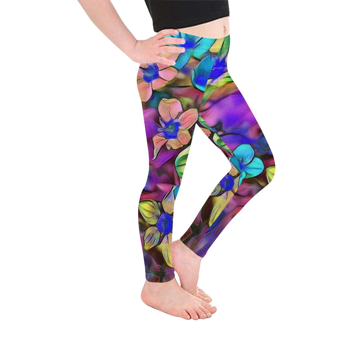Amazing Floral 29A by FeelGood Kid's Ankle Length Leggings (Model L06)