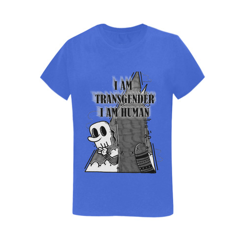 I am human  blue Women's T-Shirt in USA Size (Two Sides Printing)