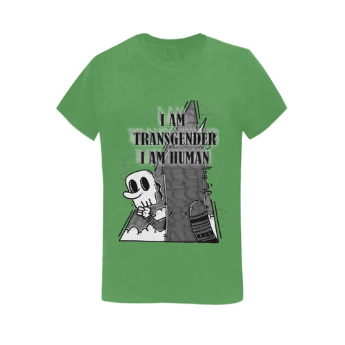tI am human green Women's T-Shirt in USA Size (Two Sides Printing)